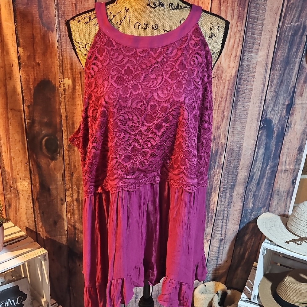 Torrid Size 3 Pink Lace Babydoll Tank Top